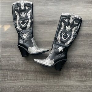 Black and Silver Western Boots